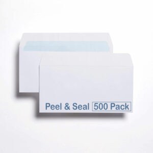 100gsm indigo dl white peel & seal envelopes 500 pack