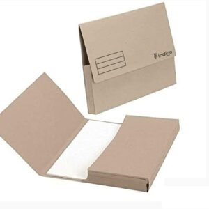 indigo® premium a4 document wallet half flap 285gsm capacity 32mm (buff, pack of 50)