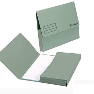 indigo® premium a4 document wallet half flap 285gsm capacity 32mm (green, pack of 50)