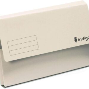 indigo® premium foolscap document wallet half flap 285gsm capacity 32mm (buff, pack of 50)