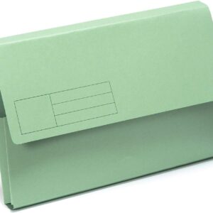 indigo® premium foolscap document wallet half flap 285gsm capacity 32mm (green, pack of 50)