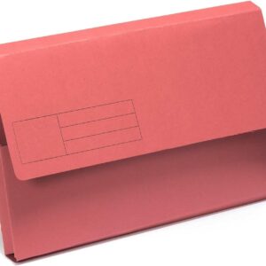 indigo® premium foolscap document wallet half flap 285gsm capacity 32mm (red, pack of 50)