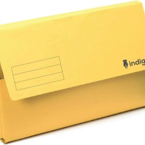 indigo® premium foolscap document wallet half flap 285gsm capacity 32mm (yellow, pack of 50)