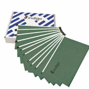 indigo® a4 premium heavyweight suspension files with tabs & inserts green (pack of 50)