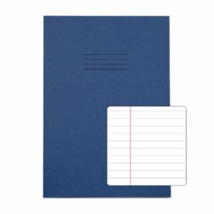 rhino a4 80 page exercise book ruled with 8mm feints and a margin (dark blue cover)