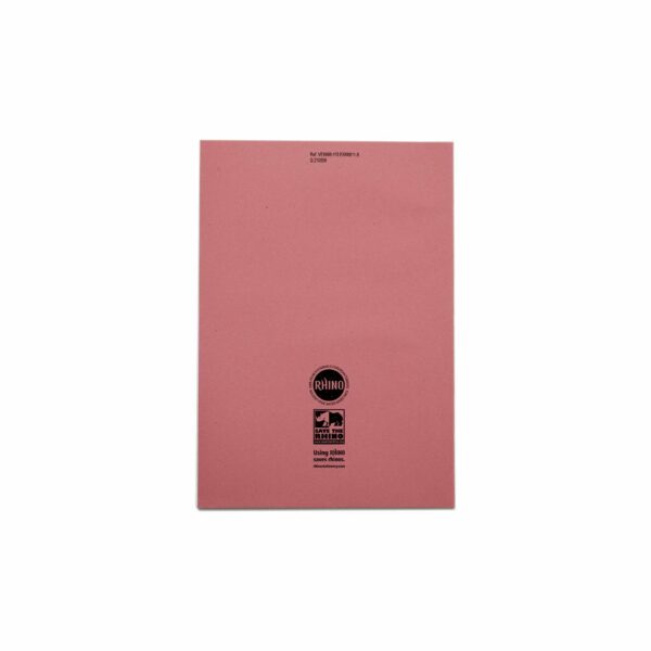 rhino a4 80 page exercise book ruled with 8mm feints and a margin (pink cover)