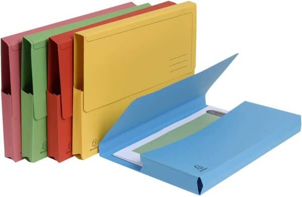 exacompta forever range a4 document wallet half flap 290gsm capacity 32mm (yellow, pack of 50)