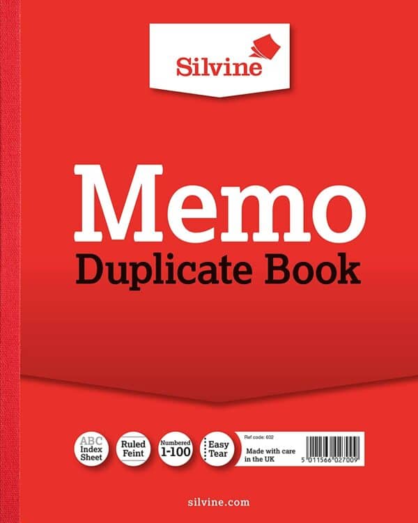 silvine duplicate memo book 254x203mm