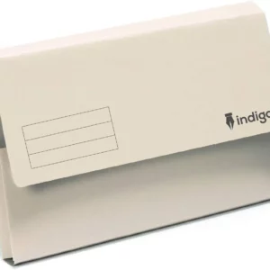 indigo® premium foolscap document wallet half flap 285gsm capacity 32mm (assorted, pack of 10)