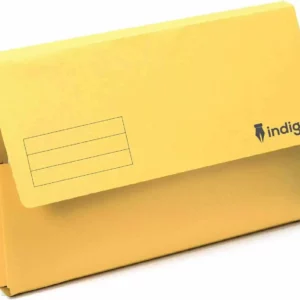 indigo® premium foolscap document wallet half flap 285gsm capacity 32mm (assorted, pack of 10)