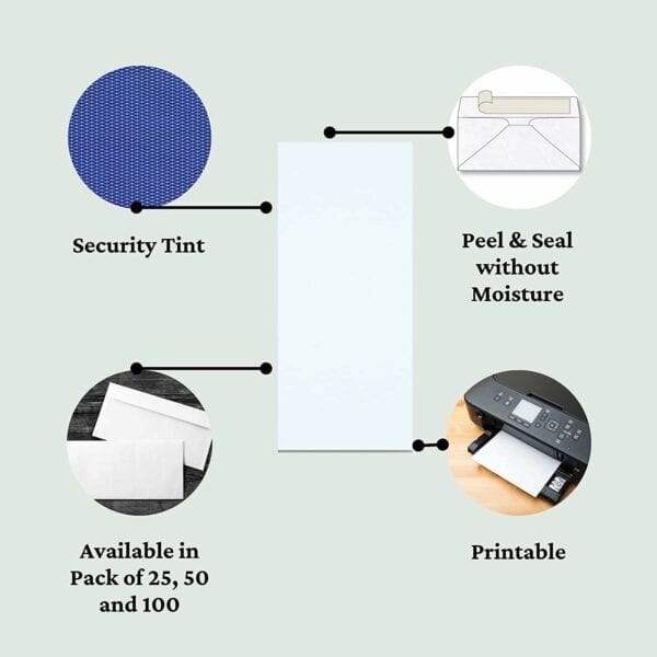 25 pack of indigo dl white peel & seal envelopes