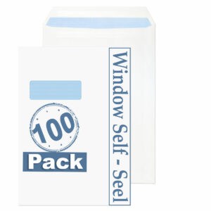 c4 indigo white window self seal pocket envelopes pack of 100