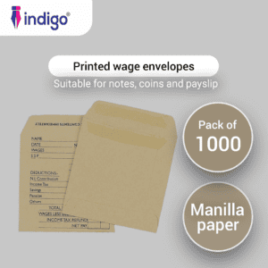 indigo manilla printed wage envelopes 80gsm pack of 1000