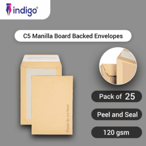 c5 indigo manilla boardback peel & seal do not bend envelopes pack of 25