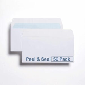 100gsm indigo dl white peel & seal envelopes 50 pack