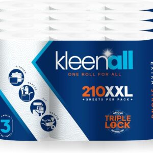 indigo xxl 12 pack kitchen towel roll extra large 100 sheets 3 ply super absorbent extra strong rolls for indoor and outdoor use