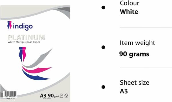 indigo platinum a3 white premium multipurpose copier 90gsm paper 100 sheets