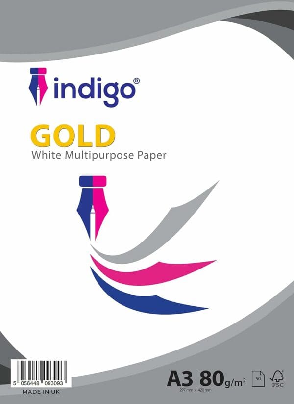 indigo® a3 white multipurpose copier 80gsm paper pack 50 sheets