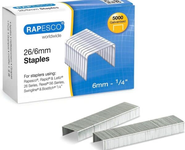 rapesco s11662z3 galvanised staples 26/6 mm, 5000 pack