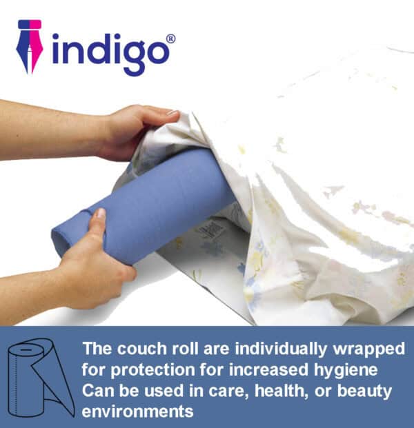 indigo® hygiene couch roll blue 9 roll