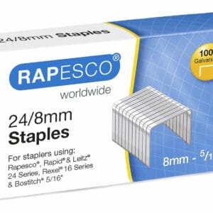 rapesco 1456 24/8 mm galvanised staples, pack of 1000