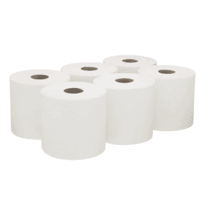 indigo® white centrefeed roll 2 ply laminated embossed strong wiping tissue cleaning roll home and office sheet width 166mm 6 rolls