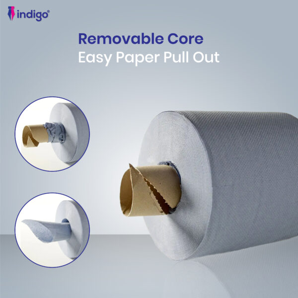 indigo® active blue centrefeed roll 2 ply laminated embossed strong wiping tissue cleaning roll home and office sheet width 166mm 6 rolls