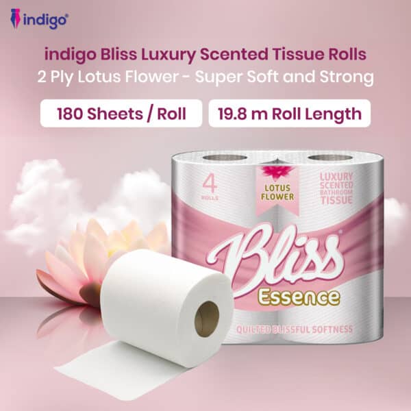 indigo bliss luxury scented bathroom 40 toilet rolls 2 ply cotton fresh super soft and strong toilet paper ultimate quilted comfort for a luxurious bathroom experience 4 x10 rolls pack = 40 rolls