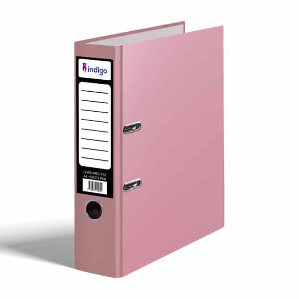 indigo® lever arch file a4 pastle pink (pack of 5)