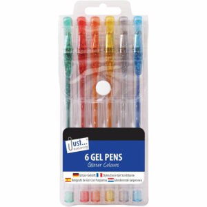 gel pens glitter colours pack of 6