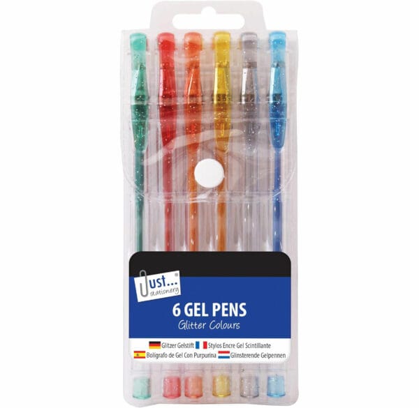 gel pens glitter colours pack of 6