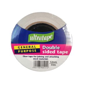 indigo® premium white double sided tape 12mm x 33m (pack 1)