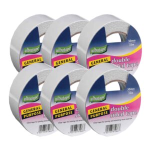 indigo® premium white double sided tape 50mm x 33m (pack 6)