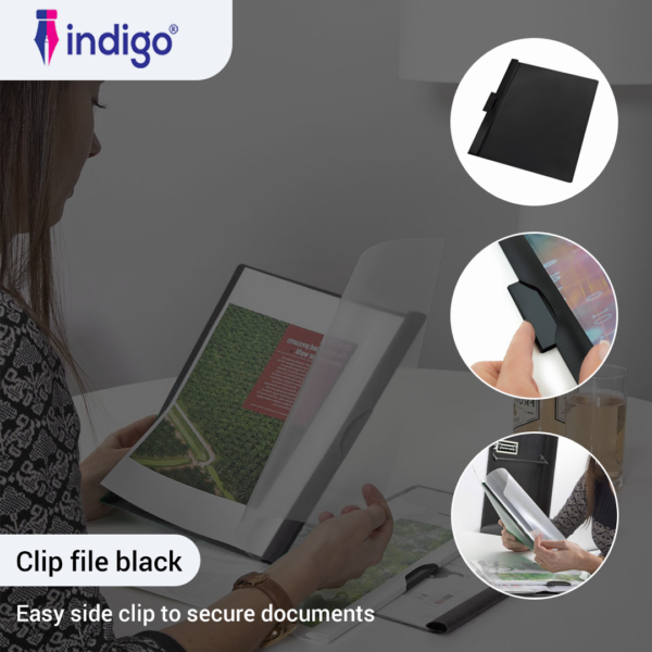 indigo® a4 clip file black 10 packs