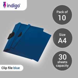 indigo® a4 clip file blue 10 packs