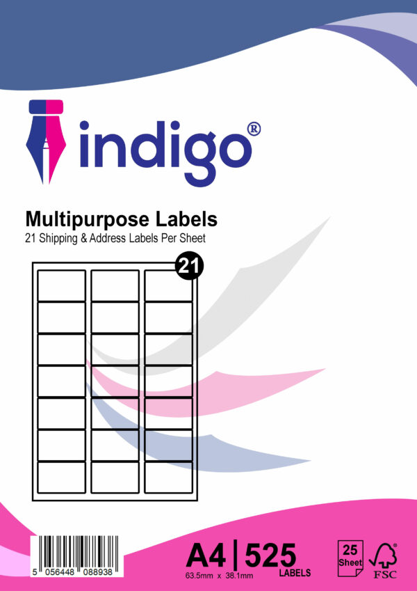 indigo® multipurpose white a4 sticker labels