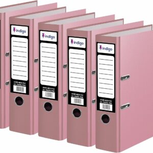 indigo® premium a4 office lever arch file durable, organized file storage (fsc certified, pastel pink, 70mm spine pack of 5)