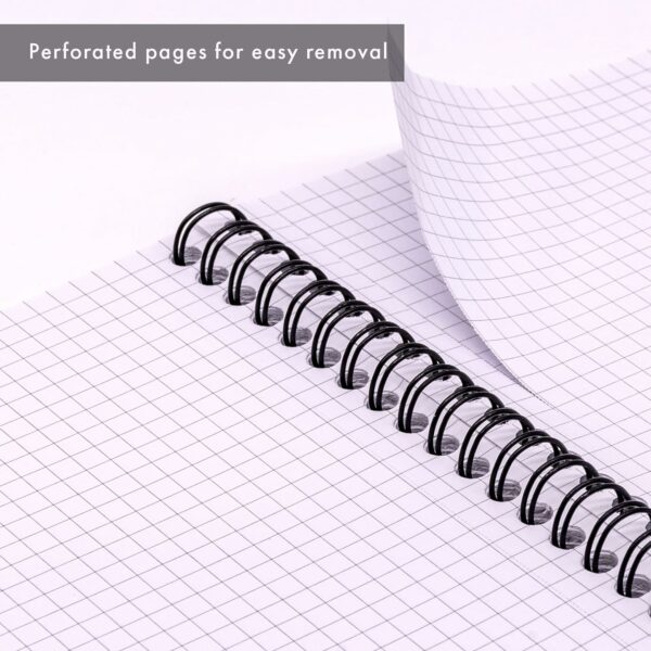 pukka pad, a5 squared jotta book 3 pack – 21 x 14.9cm wirebound notebook with 5mm squares on 80gsm white paper with perforated edges for easy removal 200 pages