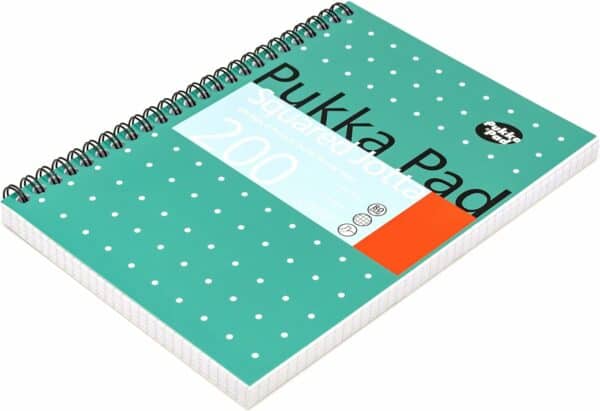 pukka pad, a5 squared jotta book 3 pack – 21 x 14.9cm wirebound notebook with 5mm squares on 80gsm white paper with perforated edges for easy removal 200 pages