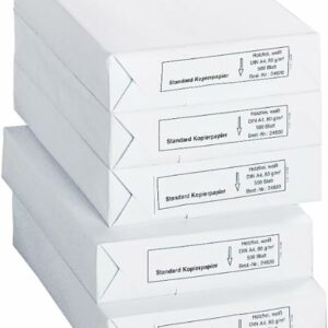 schäfer shop copy paper a4, 80 g/m² paper, printer paper, laser paper, inkjet paper, fax paper, 2500 sheets, 5 packs of 500 sheets, white