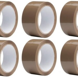 indigo® 48mm x 66m buff brown packaging tape | strong, thick, and water resistant | all purpose adhesive tape i ideal for packing parcels and cardboard boxes (pack of 6)