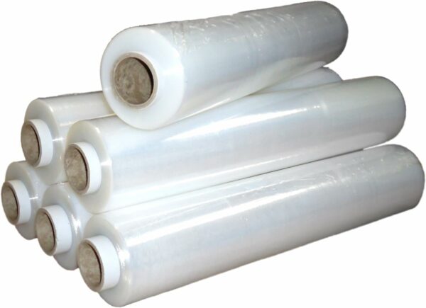 6 rolls of 17 micron strong thick clear pallet stretch shrink wrap 400mm x 300mm 17mu flush core