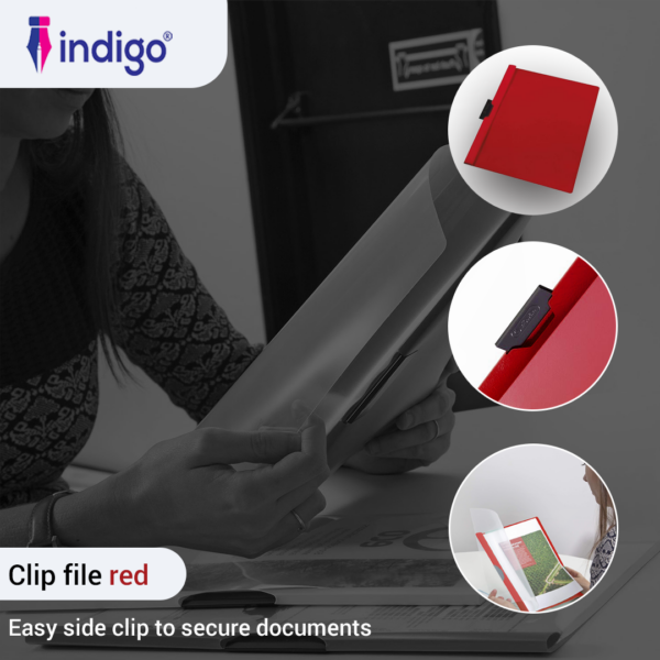 indigo® a4 clip file red 5 packs