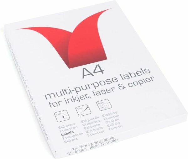 multi purpose a4 white self adhesive labels 199.6 x 289.1mm 1 label per sheet die cut 100 sheets per box/100 labels per pack