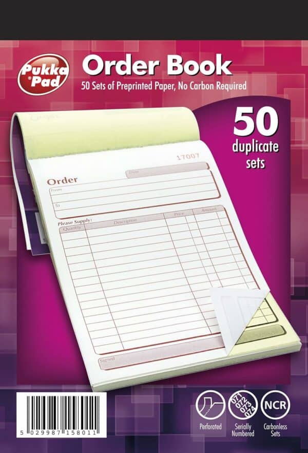 pukka pad, ncr duplicate sales invoice book 137 x 203mm single