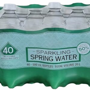 hydro spring sparkling water 500ml, 40 bottles case bottled water multipack refreshing hydration pack for everyday use