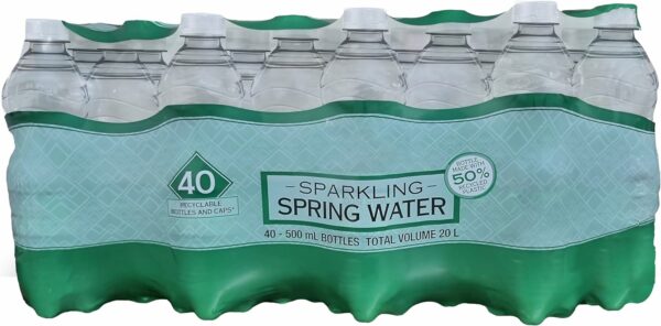 hydro spring sparkling water 500ml, 40 bottles case bottled water multipack refreshing hydration pack for everyday use