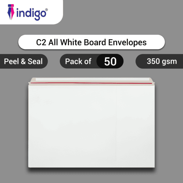 indigo c2 all board white peel and seal envelopes pack of 50