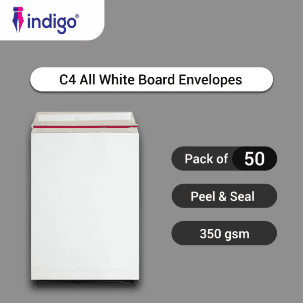 indigo c4 all board back white peel and seal envelopes pack of 50