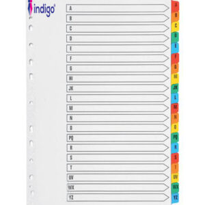 indigo® extra wide a z dividers, a4, mylar reinforced tabs white (pack of 1)